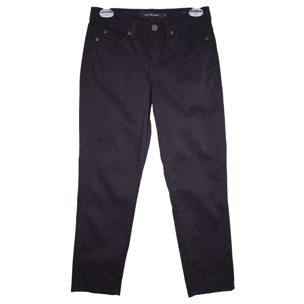 Calvin Klein Jeans Womens 4 Black Skinny Crop Stretch Cotton Denim Mid Rise